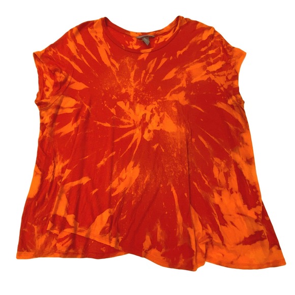 Orange loose fit flowy tie dye top - Picture 3 of 3